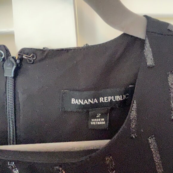 Banana Republic Shimmer Black Long Sleeve Shift dress 2 - Picture 9 of 13